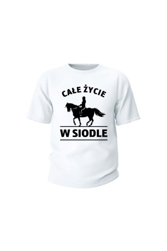 Koszulka dziecięca Całe życie w siodle - biała