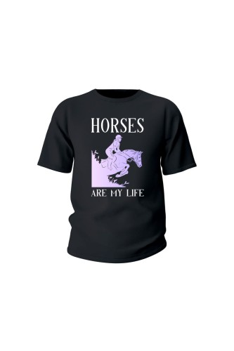 Koszulka dziecięca Horses Are My Life - czarna