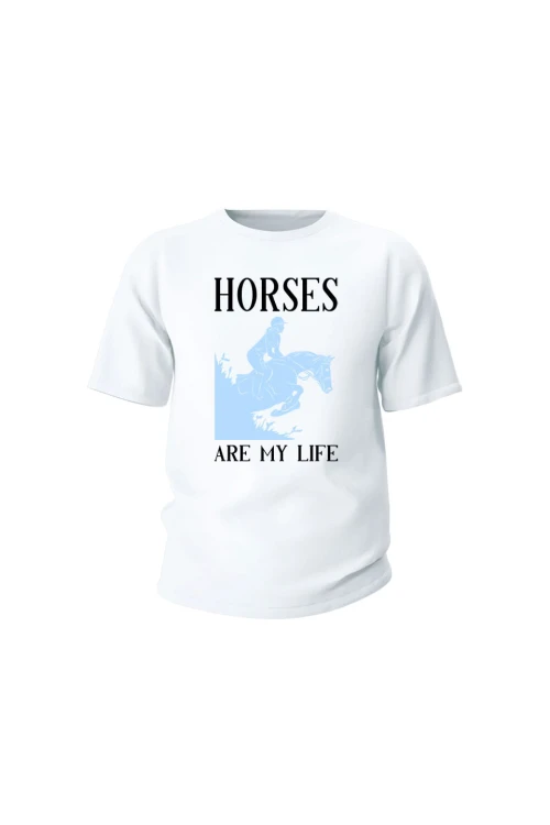 Koszulka dziecięca Horses Are My Life - biała