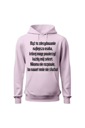 Bluza damska z kapturem Mąż to zdecydowanie najlepsza osoba - różowa