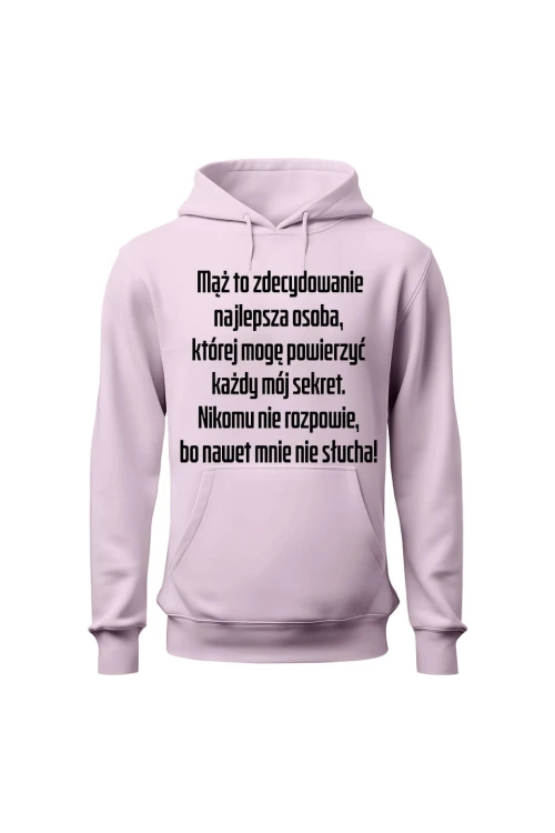 Bluza damska z kapturem Mąż to zdecydowanie najlepsza osoba - różowa
