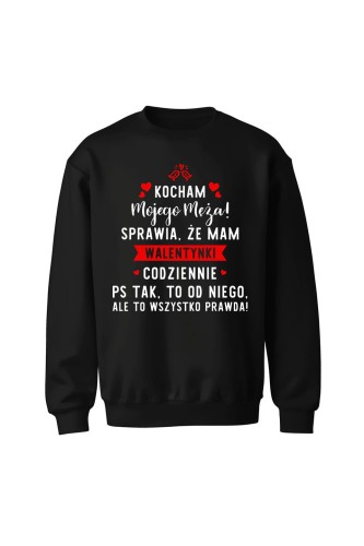 Bluza bez kaptura Kocham mojego męża - czarna
