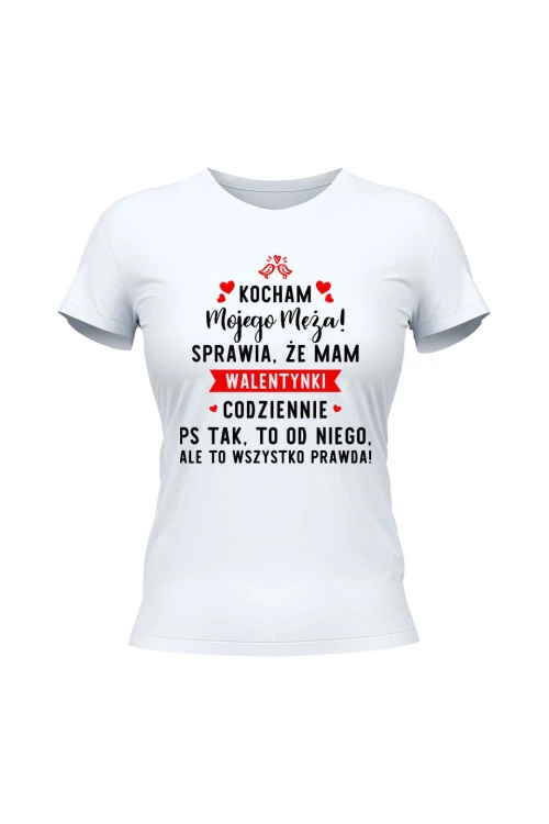 Koszulka damska Kocham mojego męża - biała