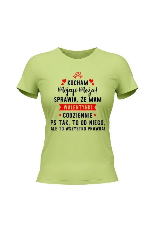 Koszulka damska Kocham mojego męża - limonka