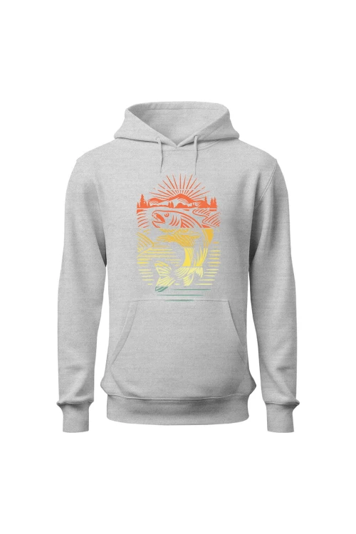 Bluza męska z kapturem z Majestatyczną Rybą - szara