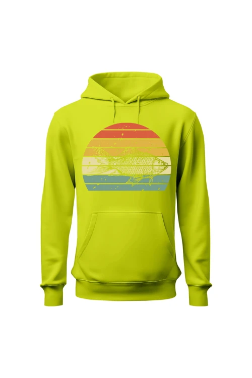 Bluza męska z kapturem z nadrukiem Ryby - limonka