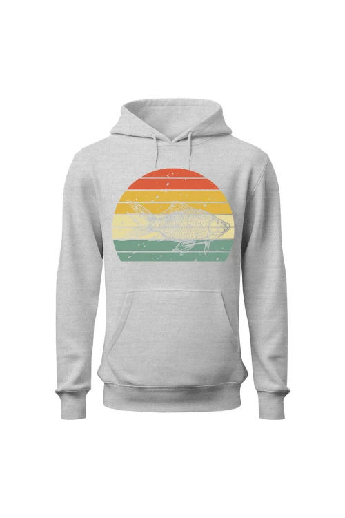 Bluza męska z kapturem z nadrukiem Ryby - szara