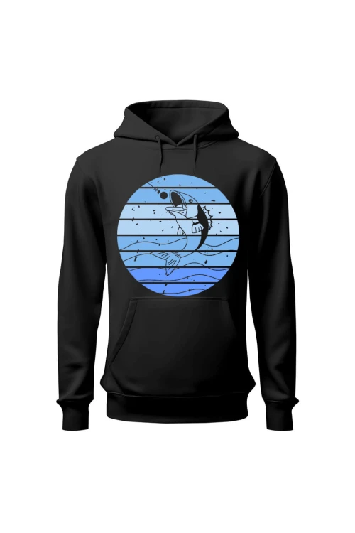 Bluza męska z kapturem  z Rybą - czarna
