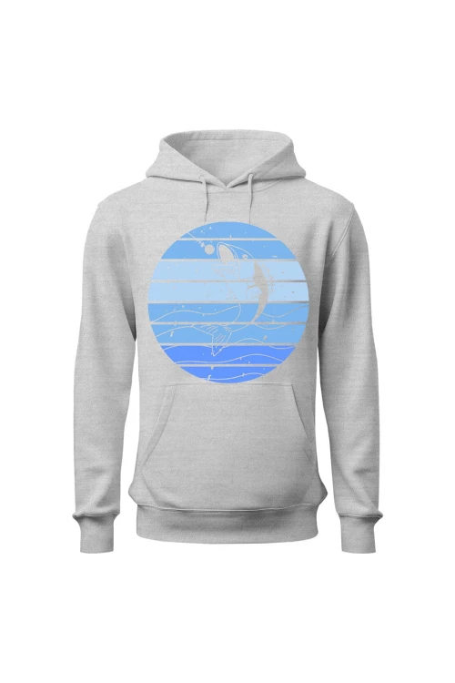 Bluza męska z kapturem  z Rybą - szara