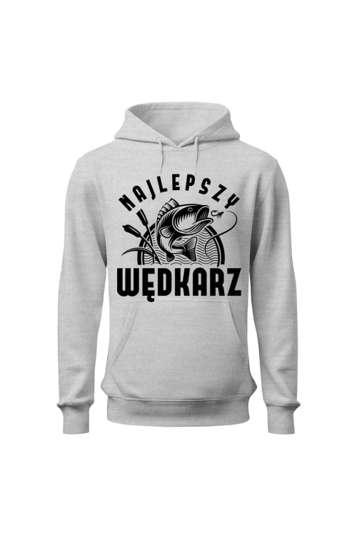 Bluza męska z kapturem Najlepszy wędkarz - szara