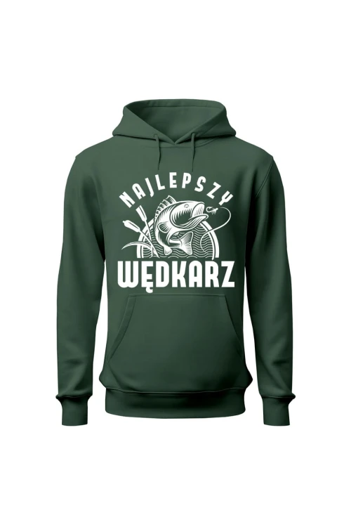Bluza męska z kapturem Najlepszy wędkarz - zielona