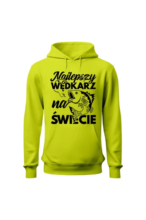 Bluza męska z kapturem Najlepszy wędkarz na świecie - limonka