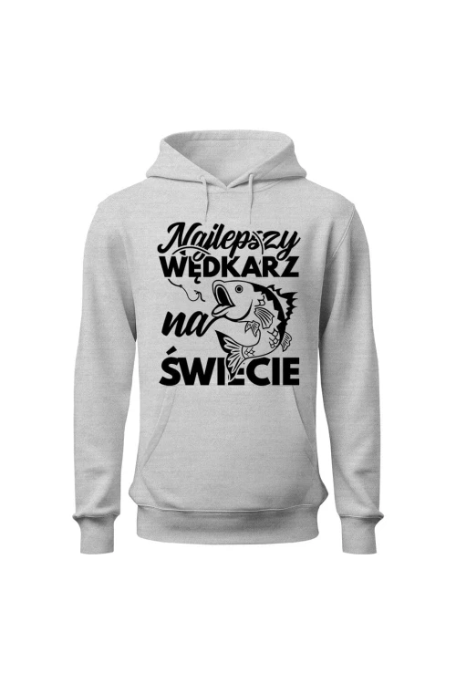 Bluza męska z kapturem Najlepszy wędkarz na świecie - szara