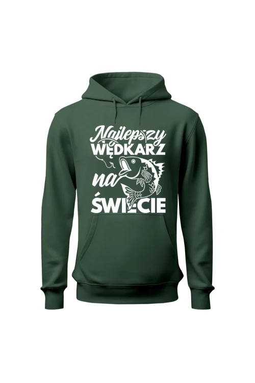 Bluza męska z kapturem Najlepszy wędkarz na świecie - zielona