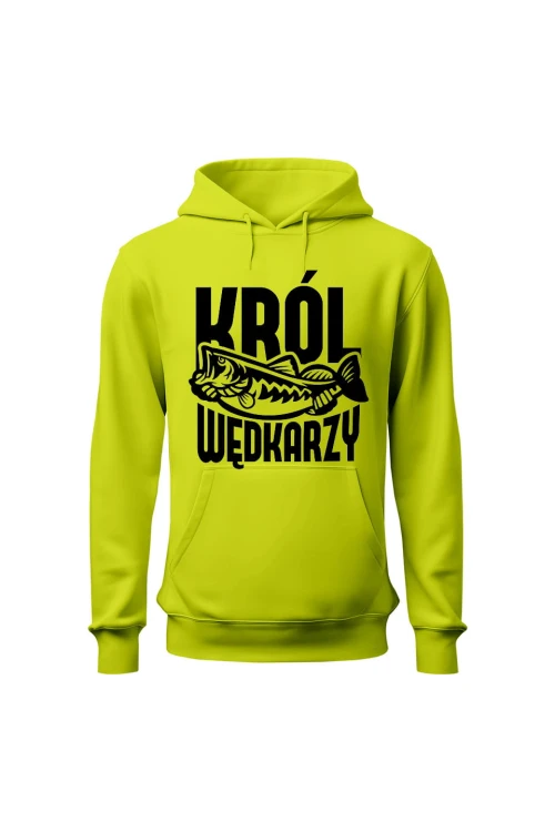 Bluza męska z kapturem Król wędkarzy - limonka