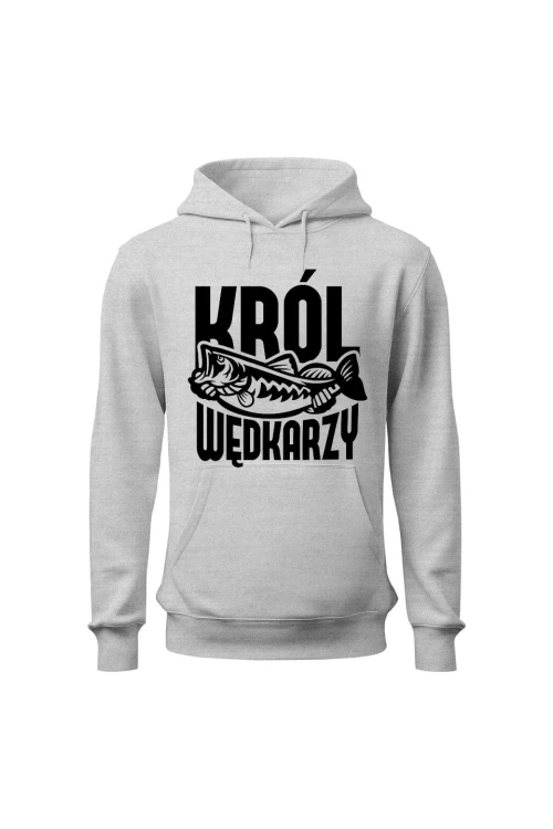 Bluza męska z kapturem Król wędkarzy - szara