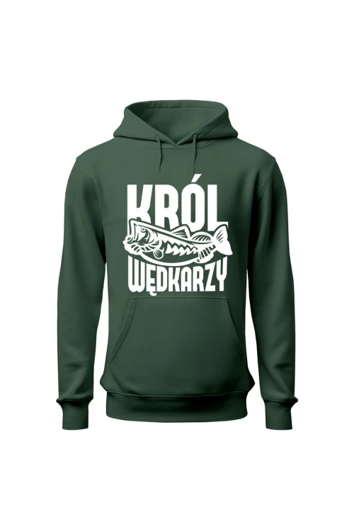 Bluza męska z kapturem Król wędkarzy - zielona