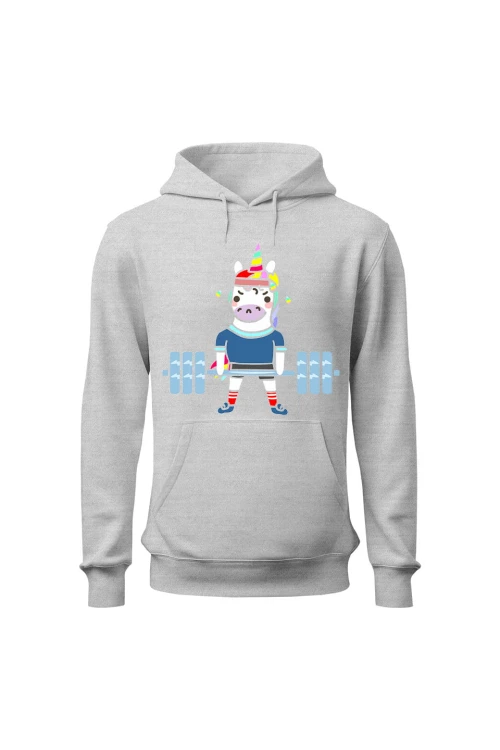 Bluza męska z kapturem Jednorożec - szara