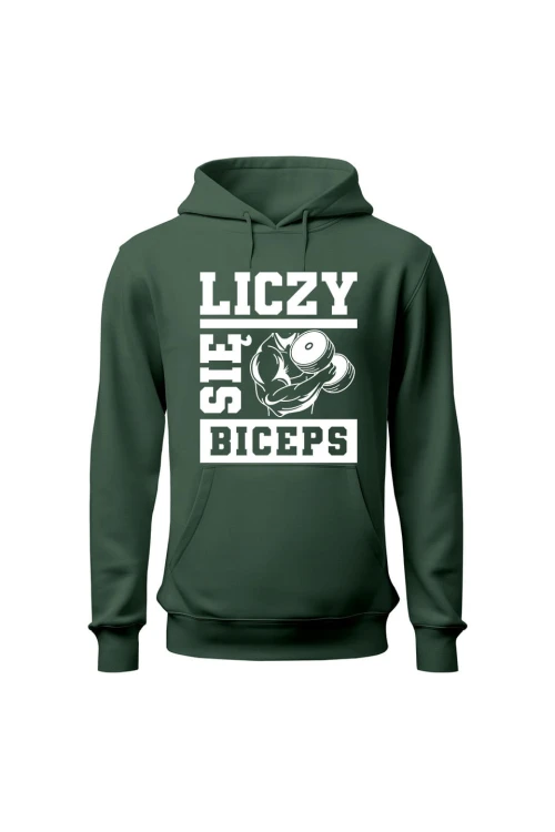 Bluza męska z kapturem Liczy się biceps - zielona