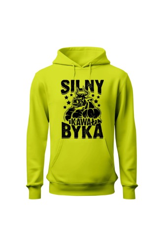 Bluza męska z kapturem Silny Kawał Byka - limonka