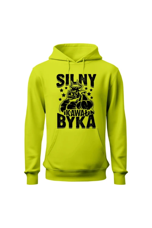 Bluza męska z kapturem Silny Kawał Byka - limonka