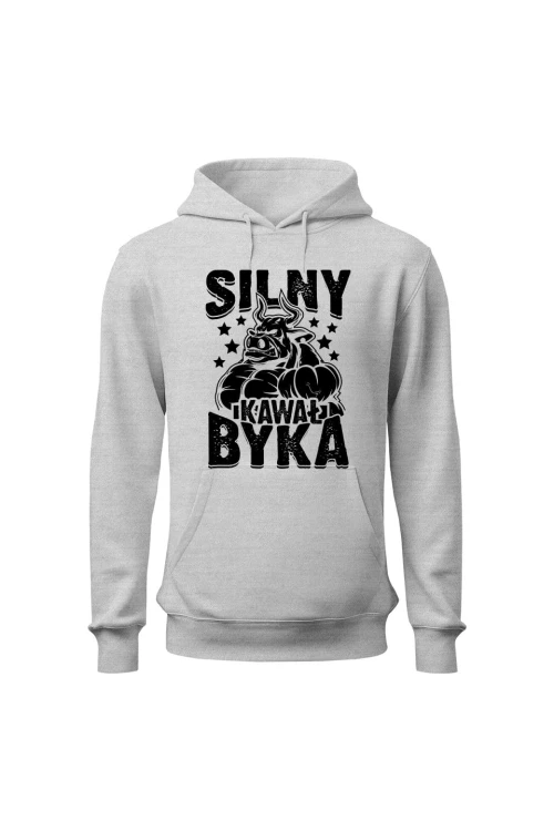 Bluza męska z kapturem Silny Kawał Byka - szara