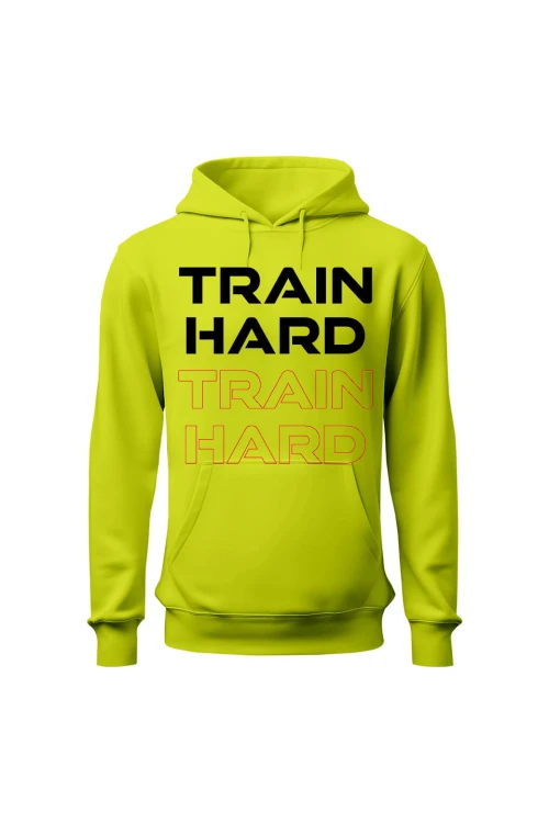 Bluza męska z kapturem Train Hard - limonka