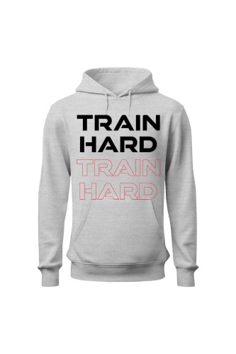 Bluza męska z kapturem Train Hard - szara