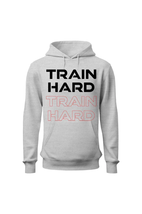 Bluza męska z kapturem Train Hard - szara