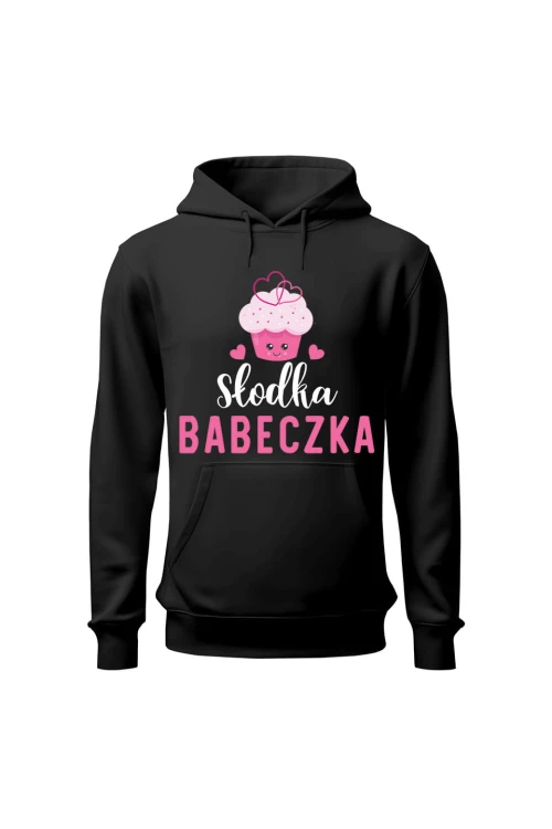 Bluza damska z kapturem Słodka babeczka - czarna