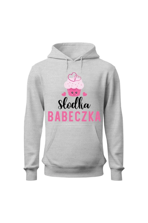 Bluza damska z kapturem Słodka babeczka - szara