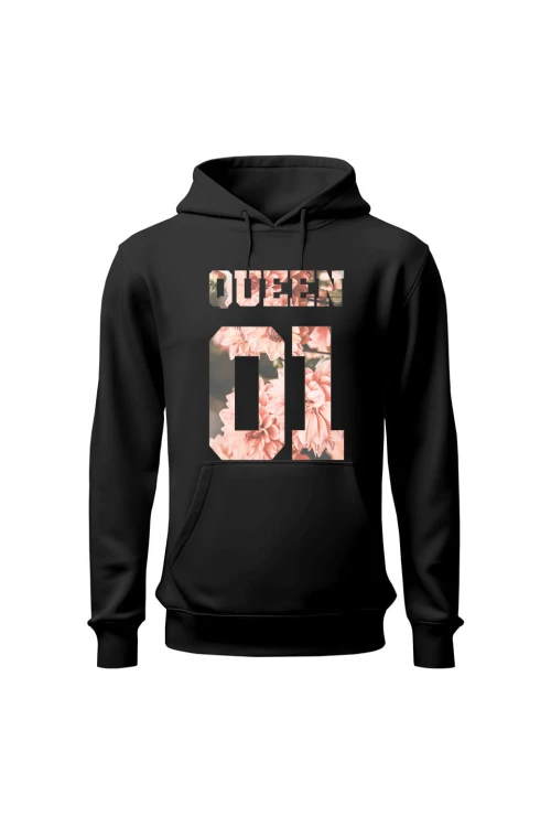 Bluza damska z kapturem Queen 01 - czarna
