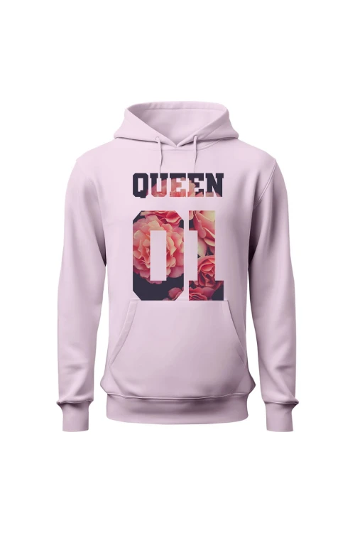 Bluza damska z kapturem Queen 01 - różowa