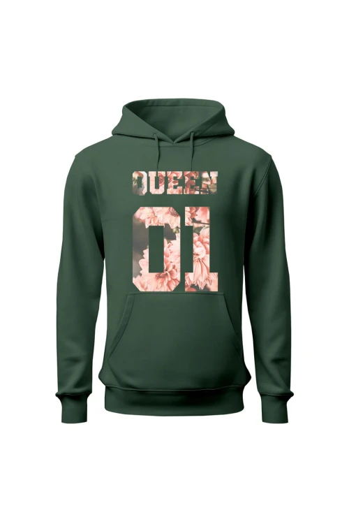 Bluza damska z kapturem Queen 01 - zielona