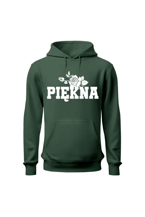 Bluza damska z kapturem Piękna - zielona