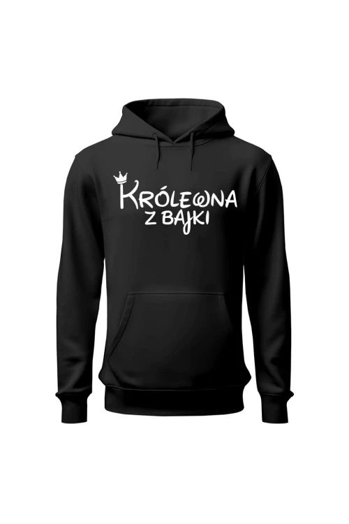 Bluza damska z kapturem Królewna z bajki - czarna