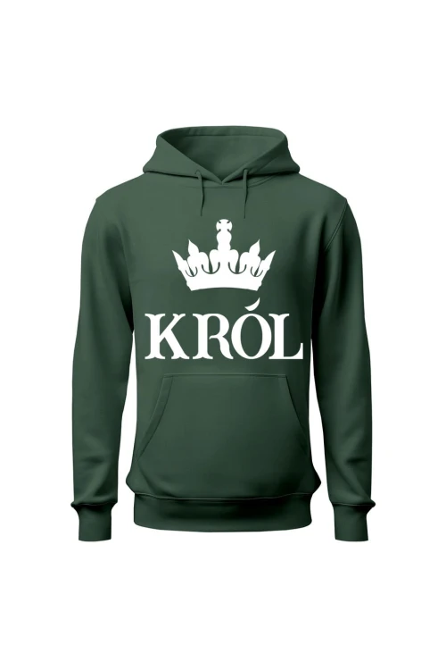 Bluza męska z kapturem Król - zielona