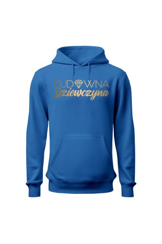 Bluza damska z kapturem Cudowna dziewczyna - niebieska