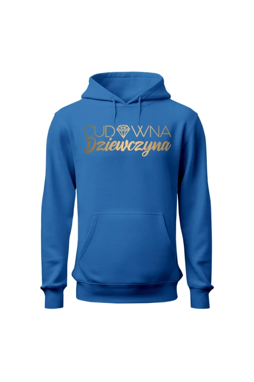 Bluza damska z kapturem Cudowna dziewczyna - niebieska