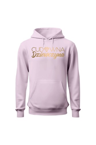 Bluza damska z kapturem Cudowna dziewczyna - różowa