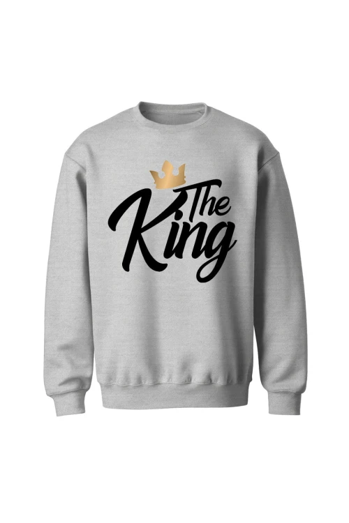 Bluza bez kaptura The king - szara