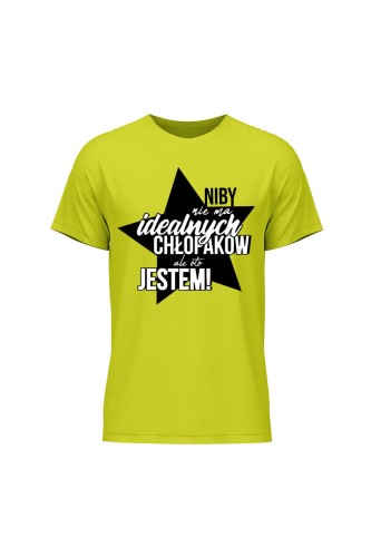 Koszulka męska Niby nie ma idealnych chłopaków ale oto jestem gwiazda - limonka
