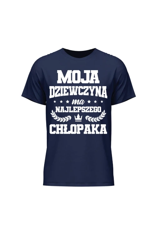 Koszulka męska Moja dziewczyna ma najlepszego chłopaka - granatowa