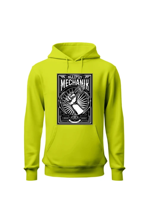 Bluza z kapturem Najlepszy mechanik retro poster - limonka