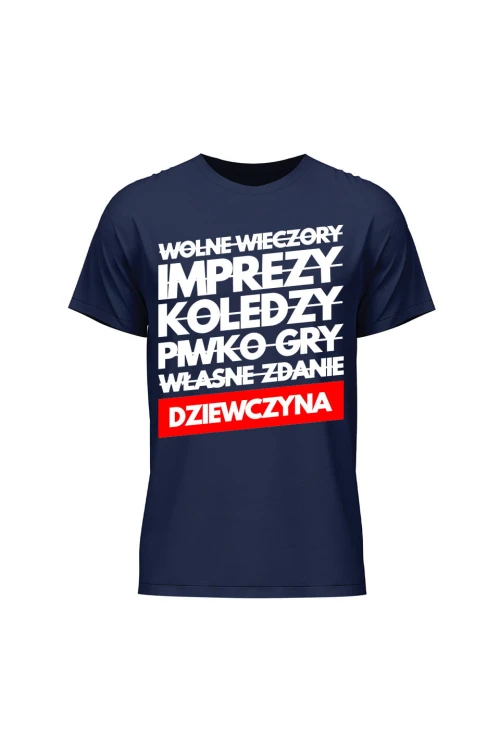 Koszulka męska Wolne wieczory imprezy koledzy piwko gry własne zdanie - granatowa