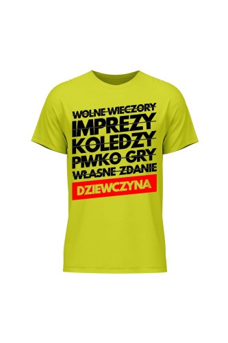 Koszulka męska Wolne wieczory imprezy koledzy piwko gry własne zdanie - limonka