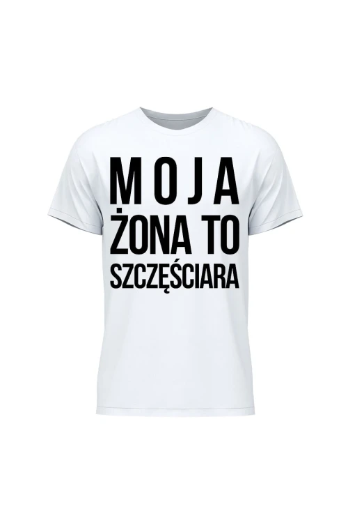 Koszulka męska Moja Żona to szczęściara - biała