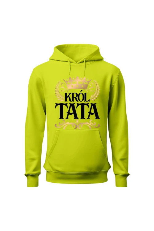 Bluza męska z kapturem Król Tata - limonka