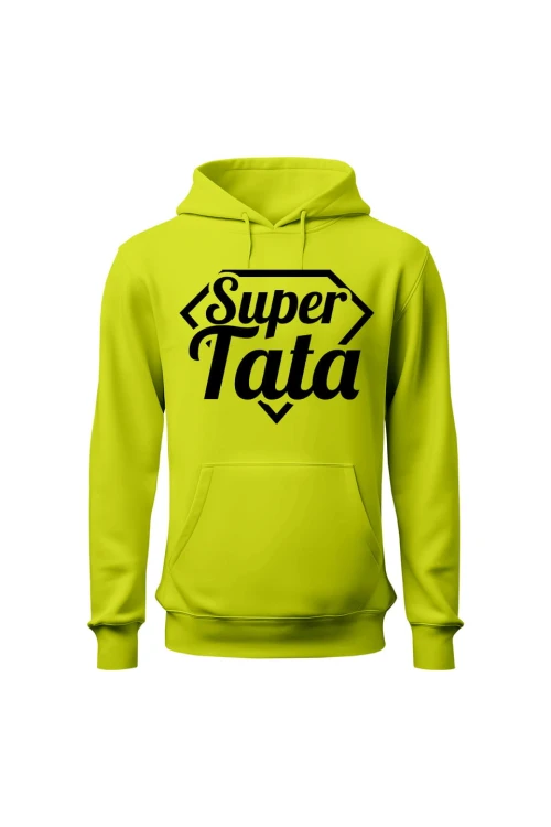 Bluza męska z kapturem Super Tata - limonka