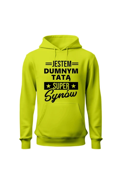 Bluza męska z kapturem Dumny Tata Super Synów - limonka